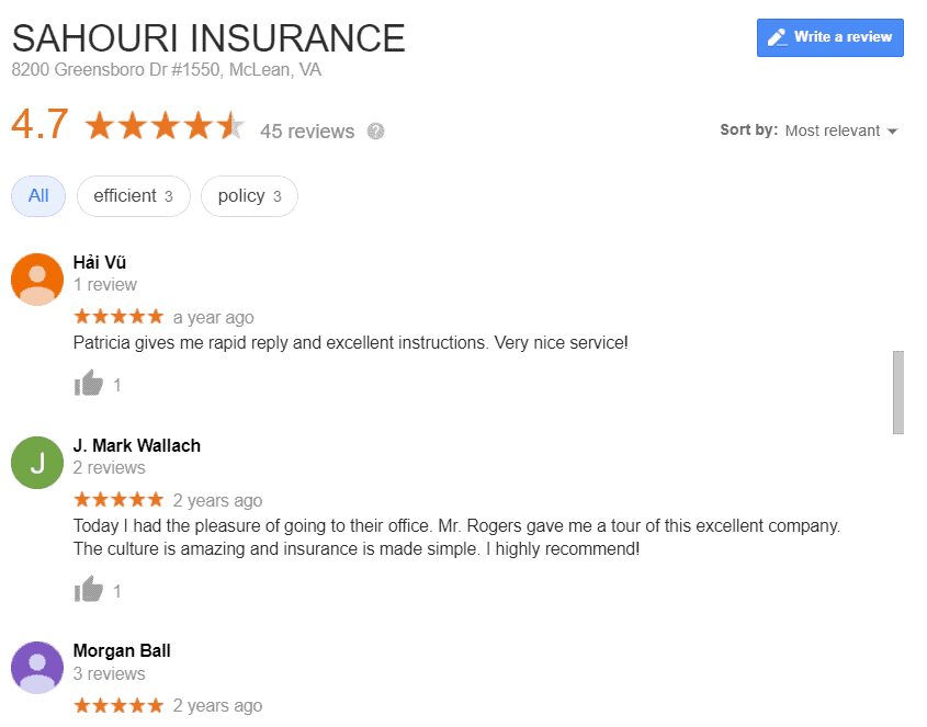 Google reviews