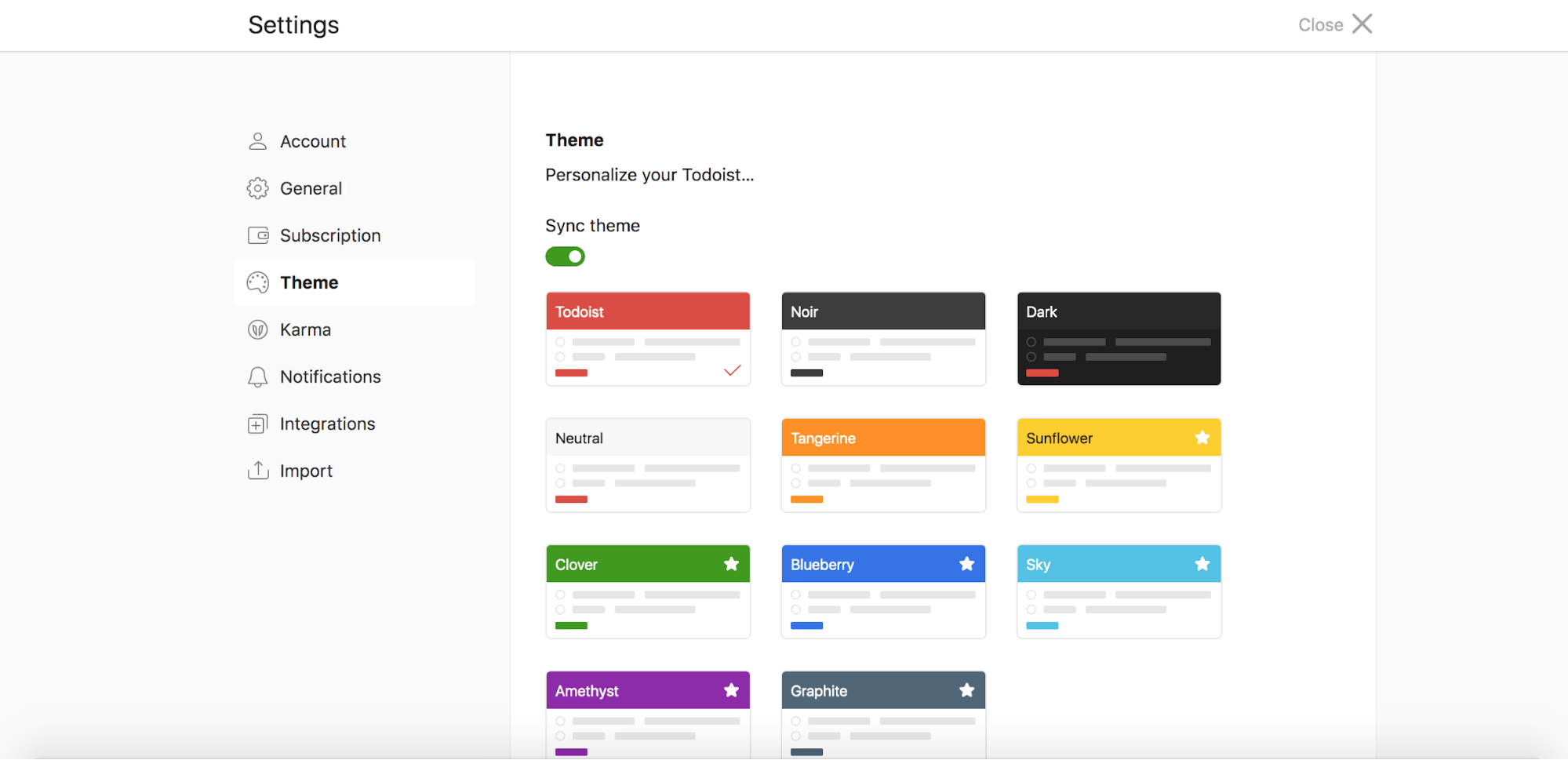 Time management tools - Todoist's theme setup