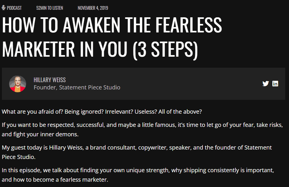 Hillary Weiss's podcast