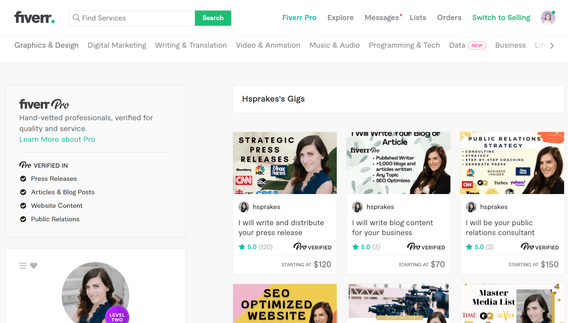 Fiverr Pro seller