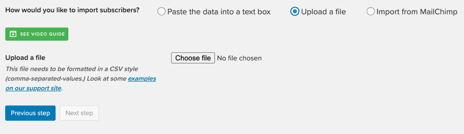 Mailpoet - upload a file