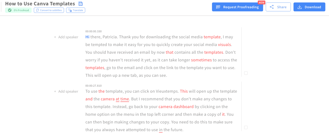 Happy Scribe - Interactive Editor