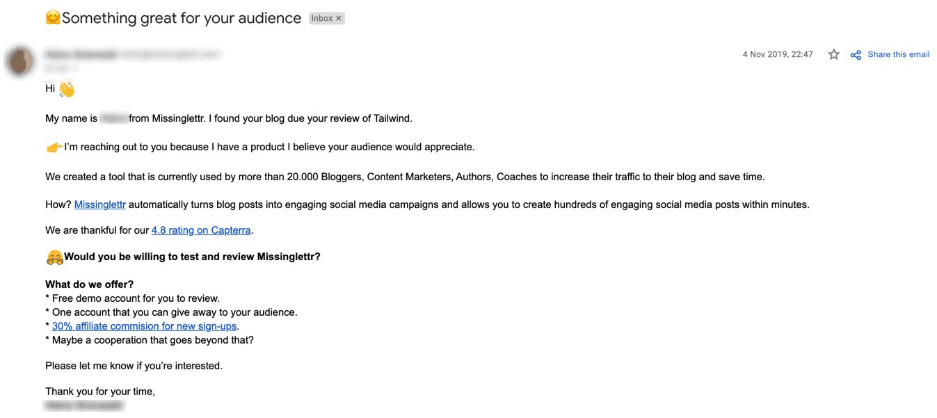 Affiliate partnership email