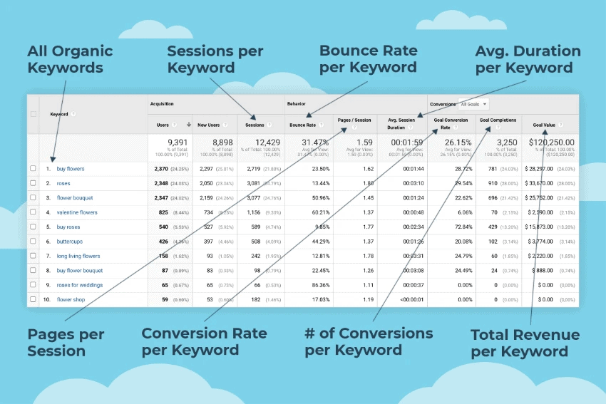Google Analytics - keyword hero
