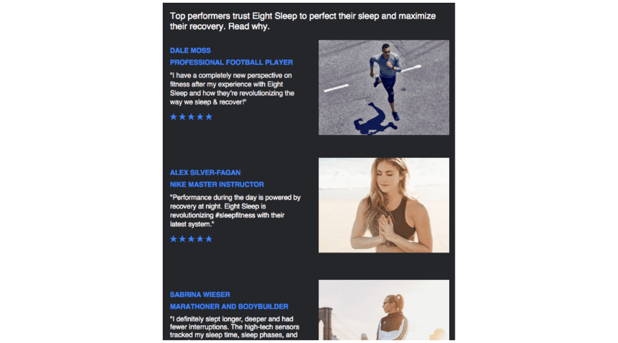 Eight Sleep's newsletter example