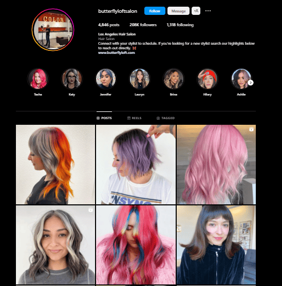 Butterfly Loft Salon IG account