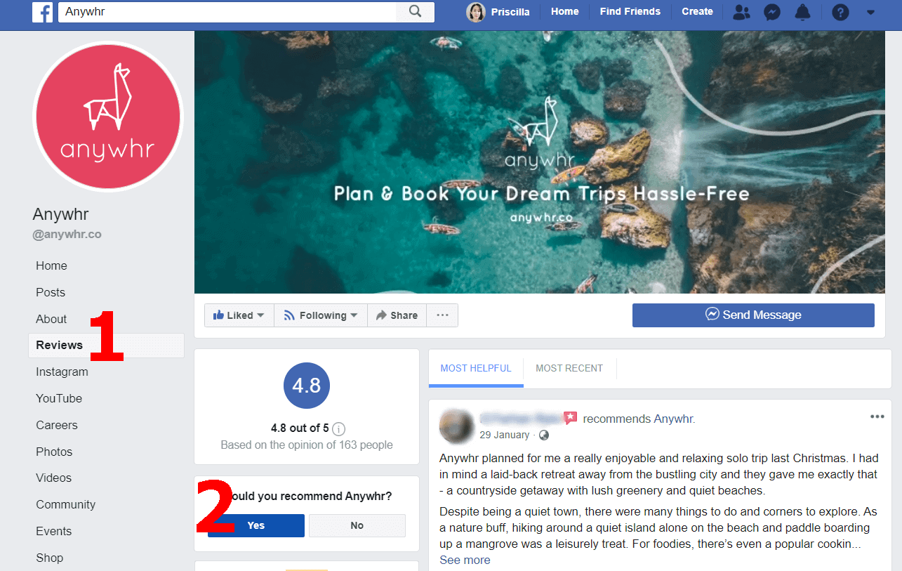 Facebook reviews
