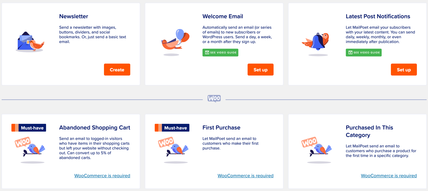 MailPoet - sent various kinds of emails