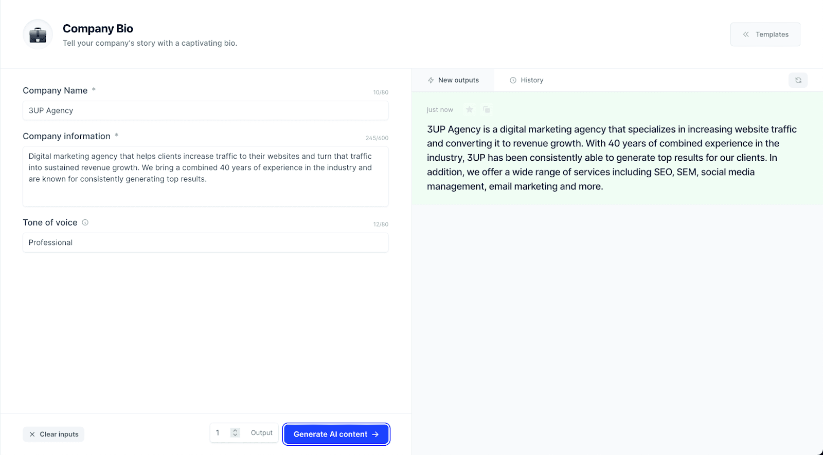 AI Company Bio
