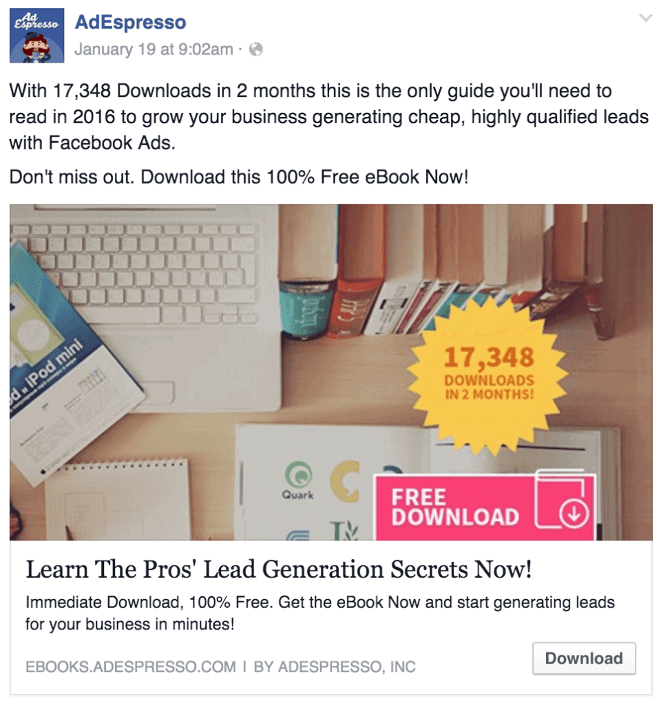 AdEspresso's retarget ads