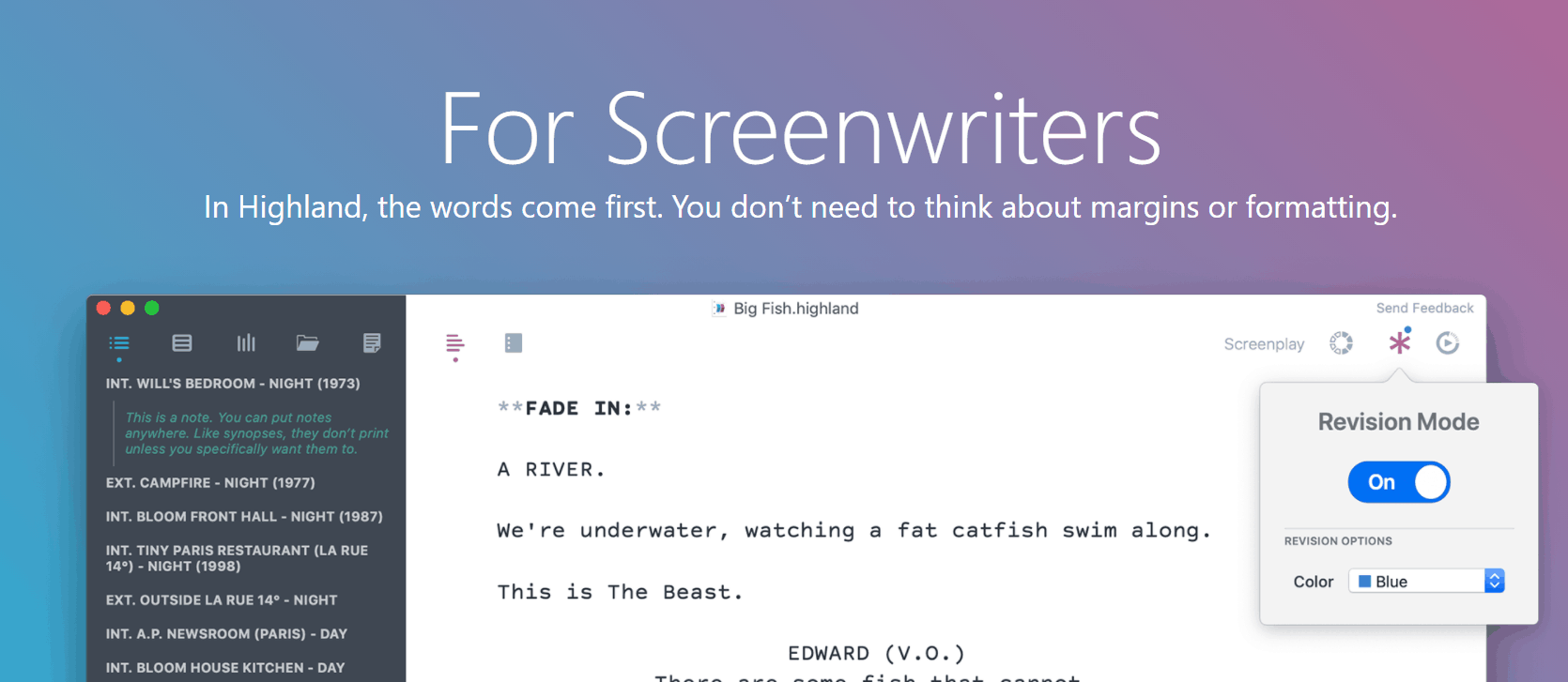 screenwriting software - highland 2