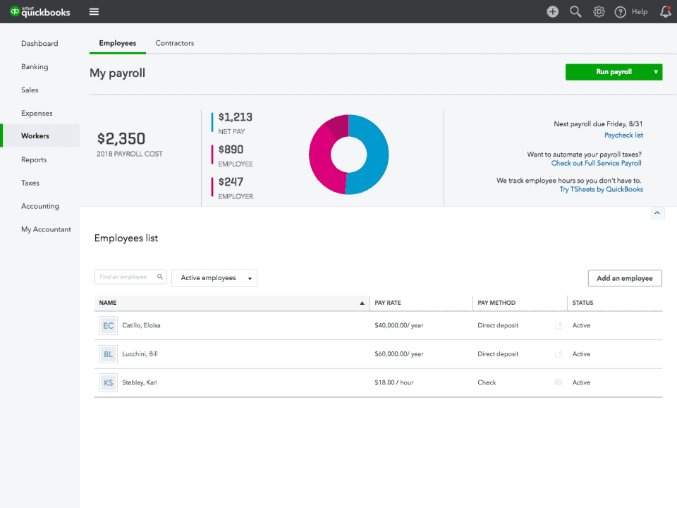 payroll software - quickbooks payroll