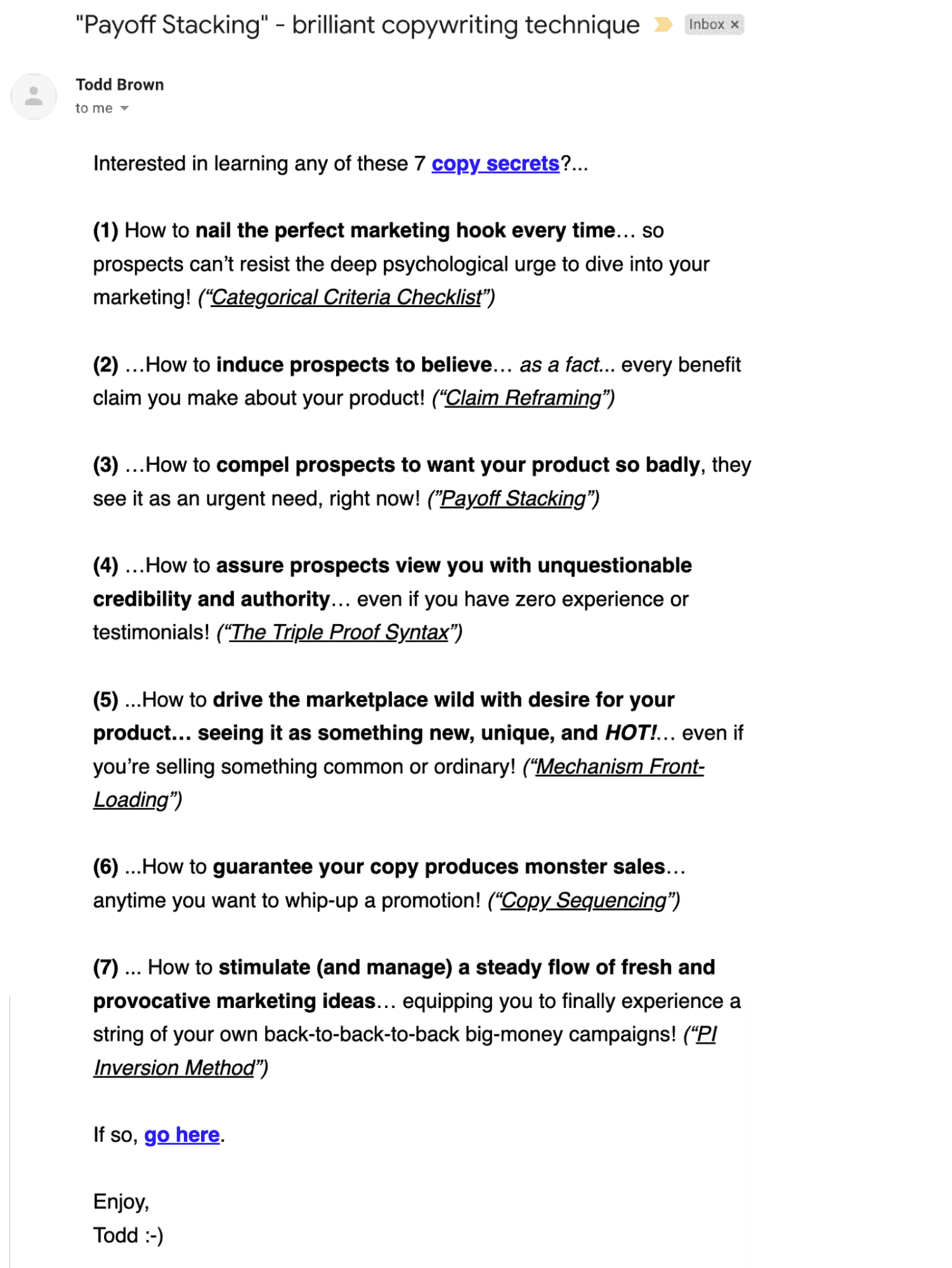 email list from Todd Brown