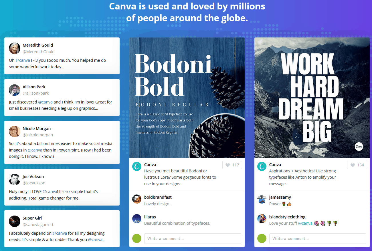 Canva testimonials