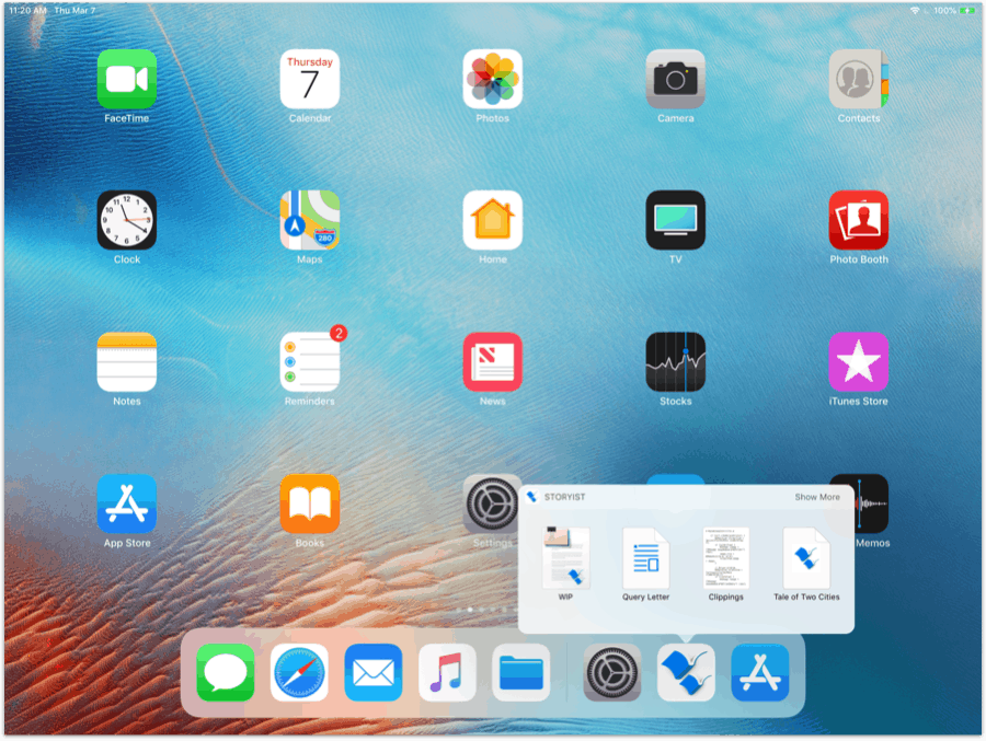 storyist direct show on home screen