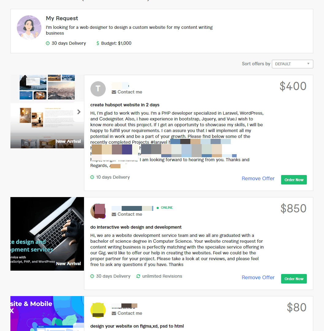 Fiverr post Gigs