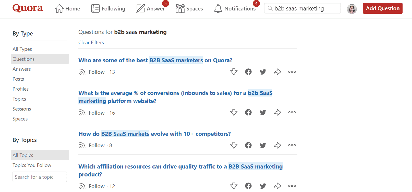Quora question research