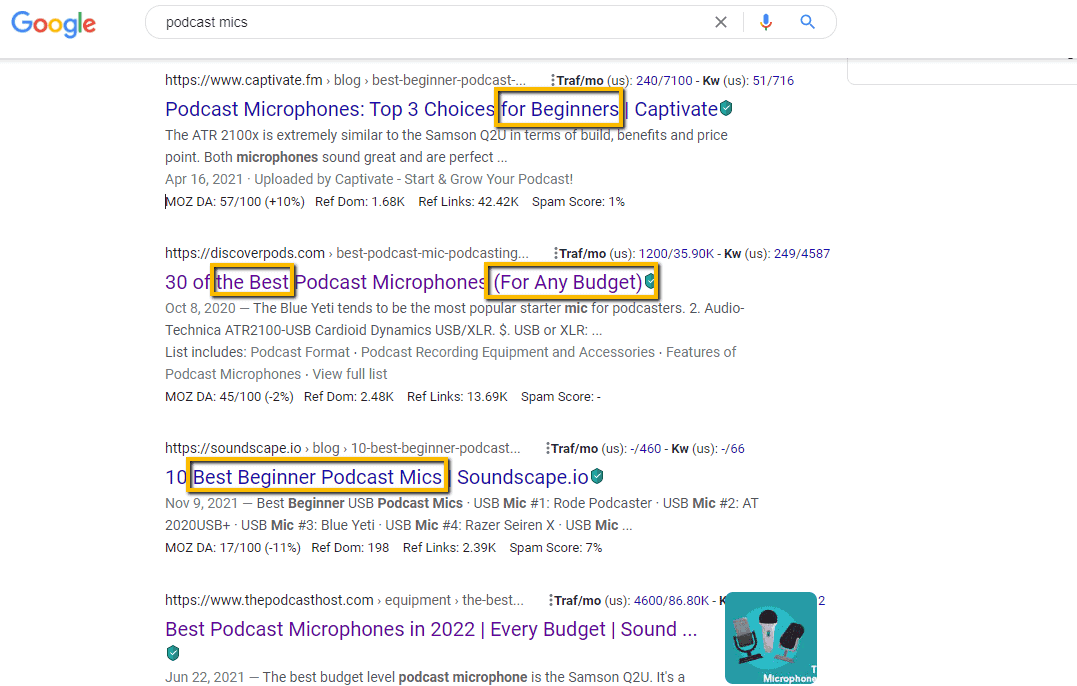 google search - podcast mics