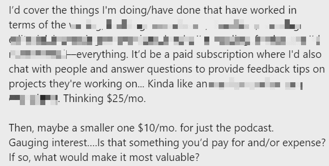 LinkedIn message about content marketing