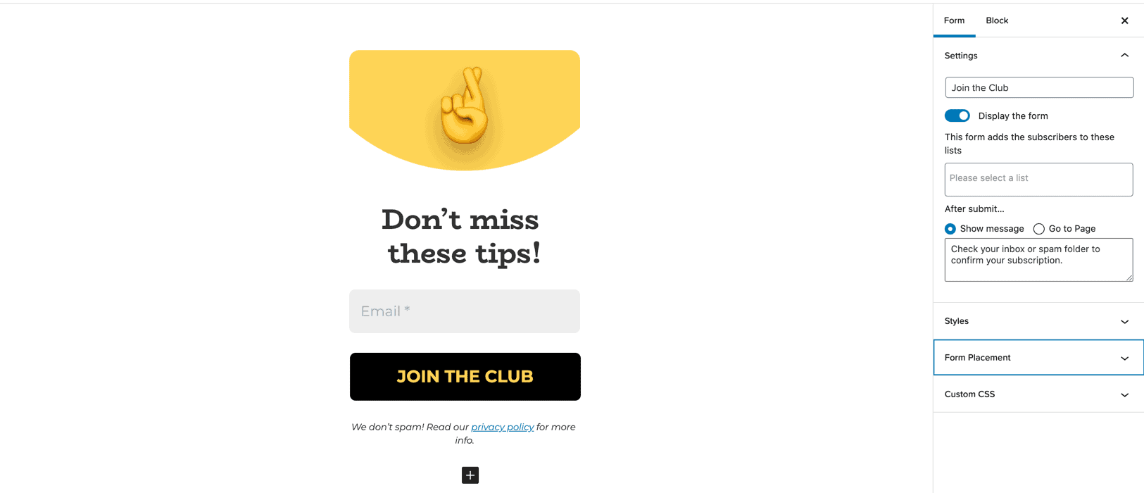 Mailpoet - WordPress Sign Up Forms