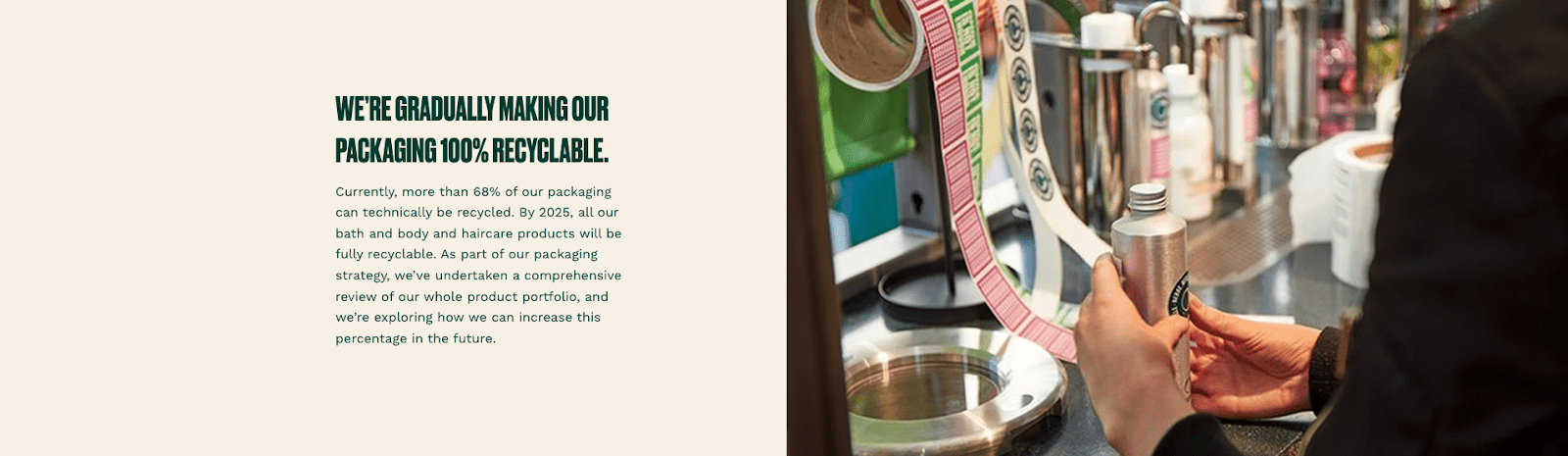 The Body Shop's packaging info