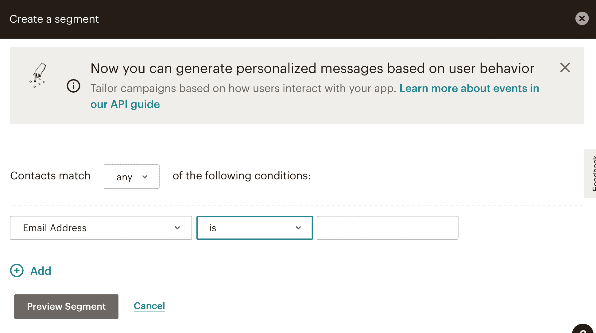 Mailchimp review - Create a segment