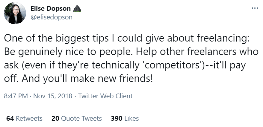 Tweet about Freelaning