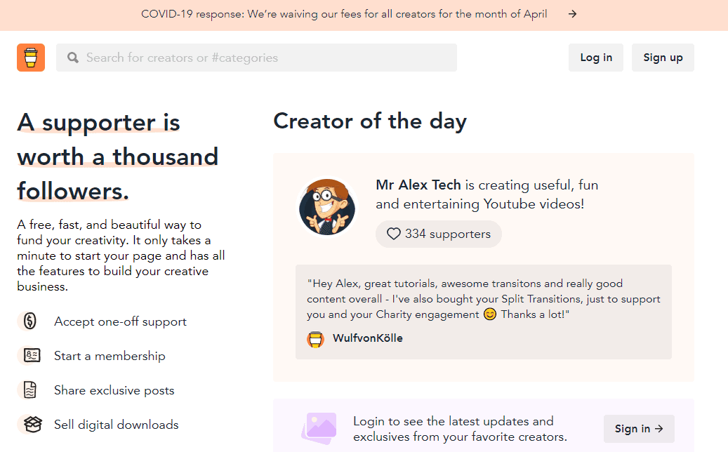Patreon alternatives - Buy me a coffee