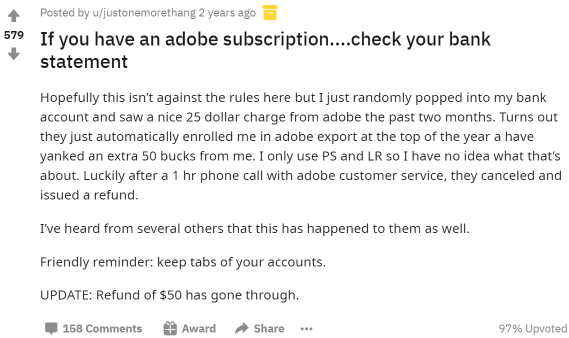 Adobe user review