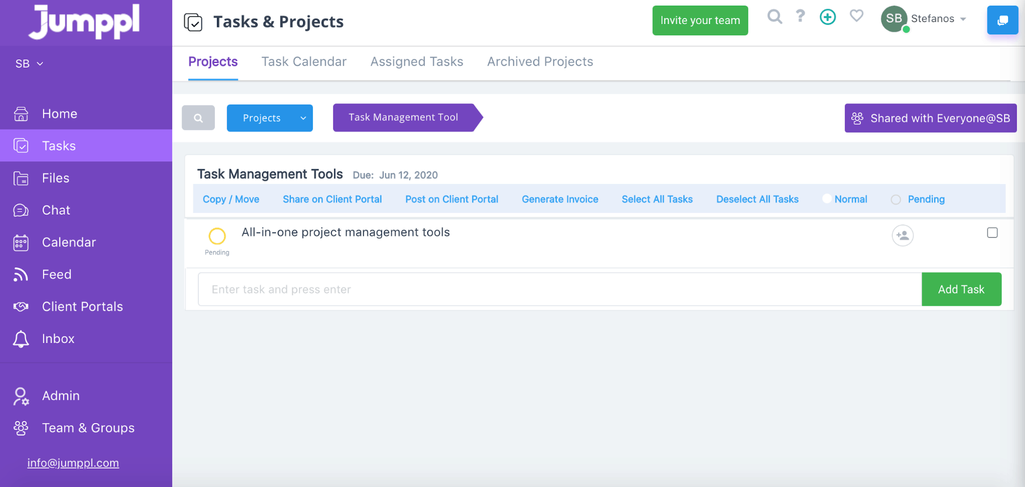 Time management tools - Jumppl's dashboard