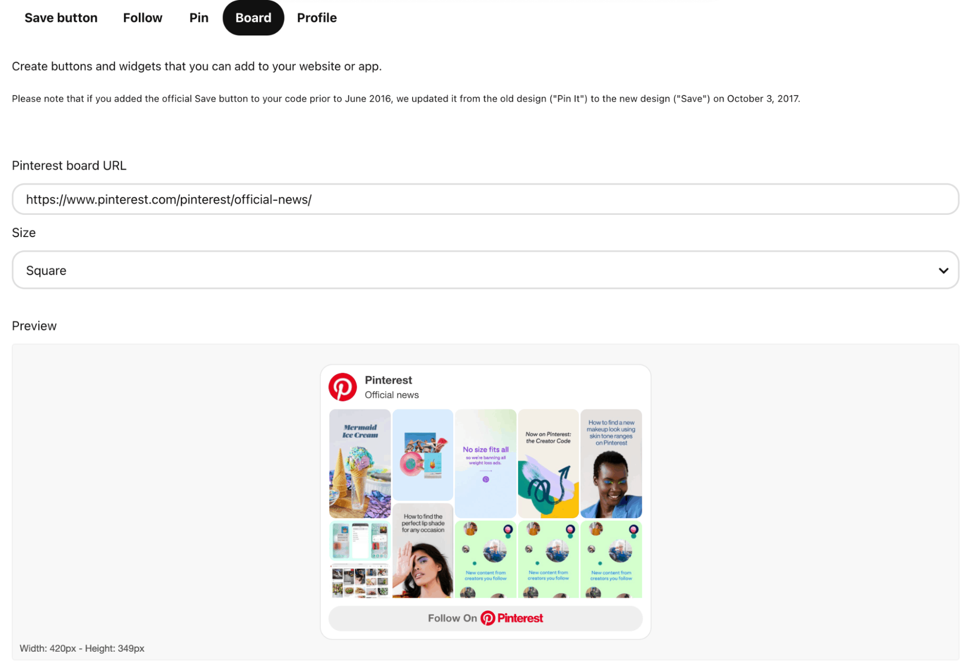 follow button on website