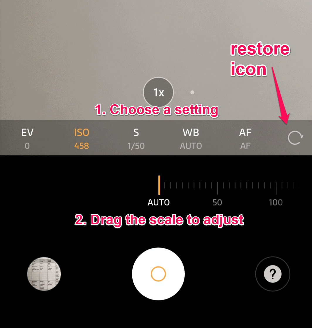 Camera settings