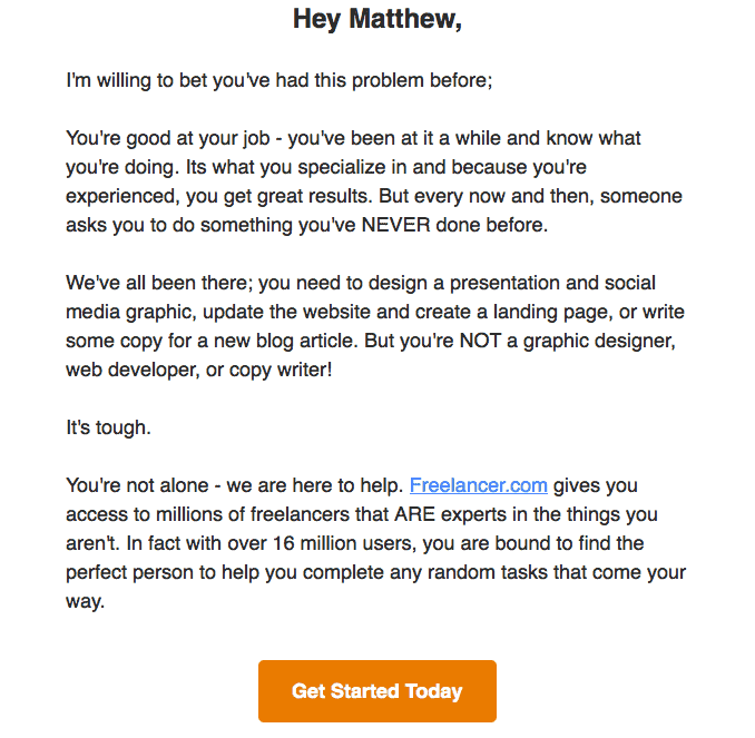 email from Freelancer.com