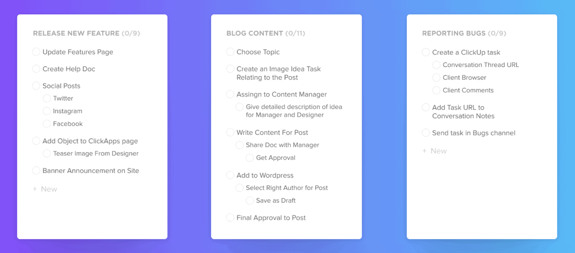 ClickUp Build task checklists