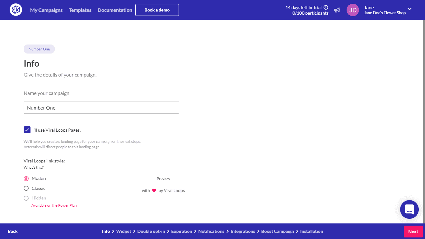 Viral Loops - Edit Your Campaign