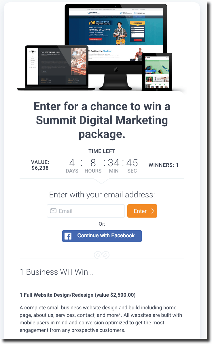 Kingsumo blogpost social media giveaways landing page