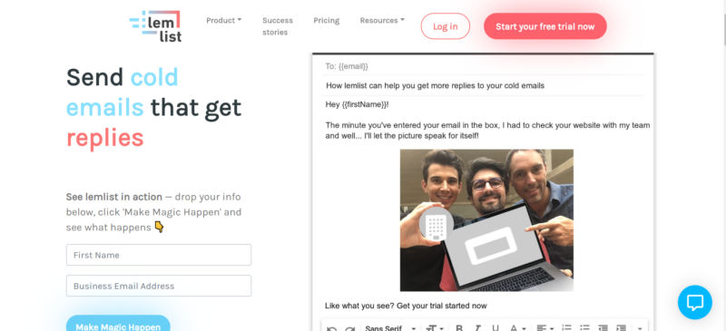 lemlist website screenshot
