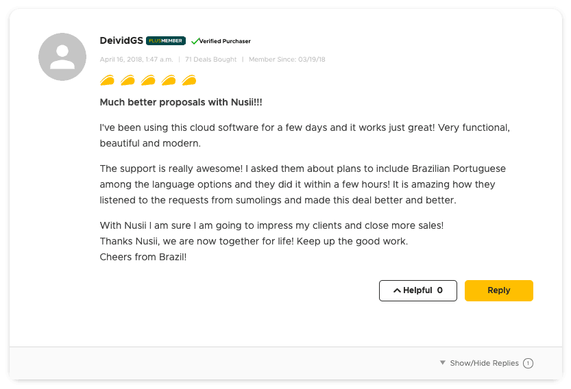 Nusii reviews on AppSumo