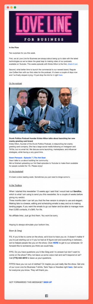 Love Line for Business email marketing podcast weekly newsletter