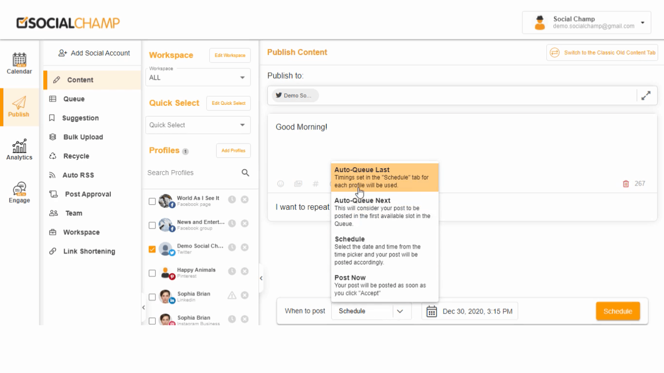Screenshot of Social Champ