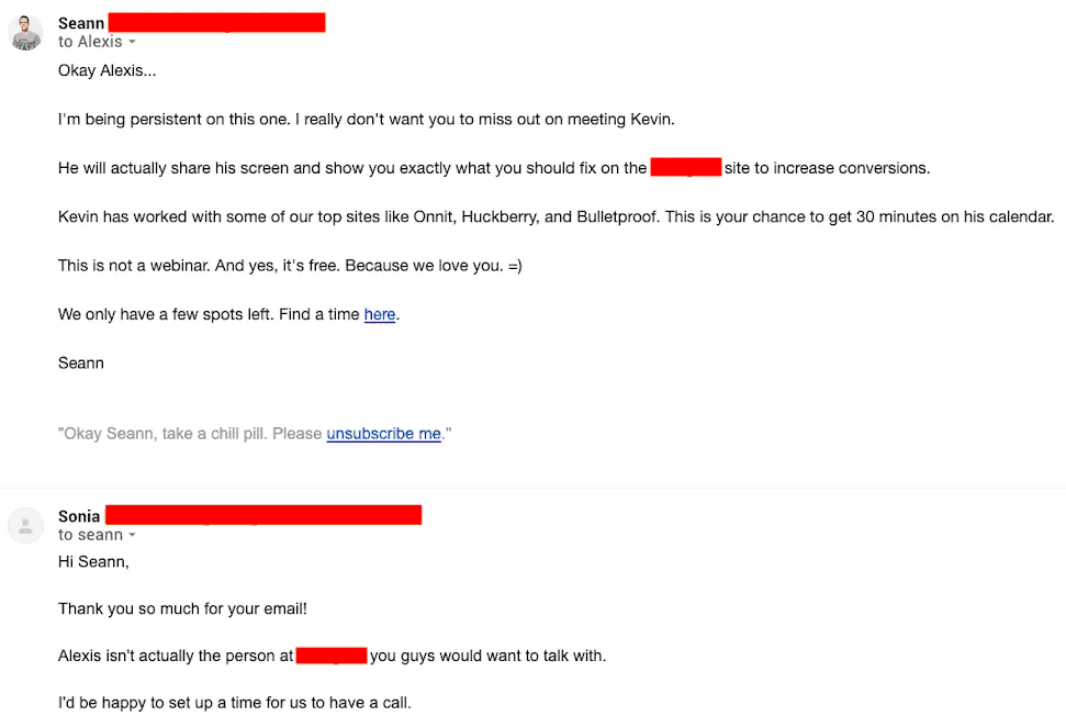 Screenshot showing follow-up email sample #5