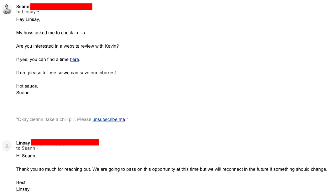Screenshot showing follow-up email sample #6