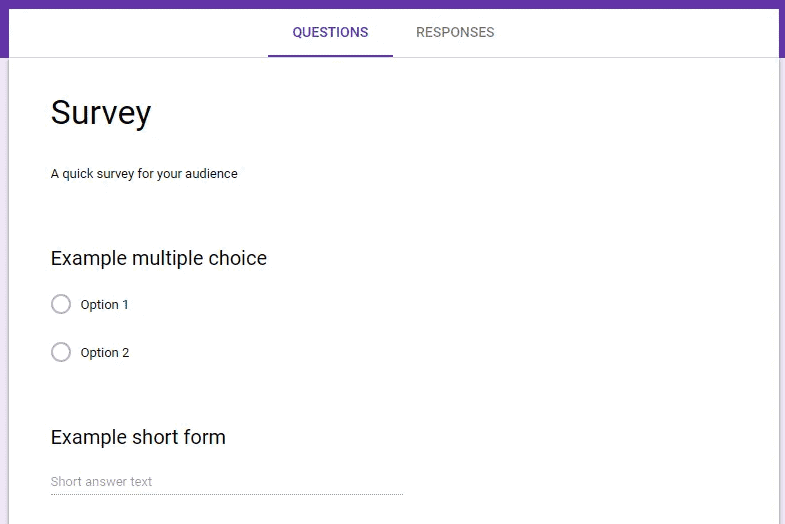 Screenshot of Google Form