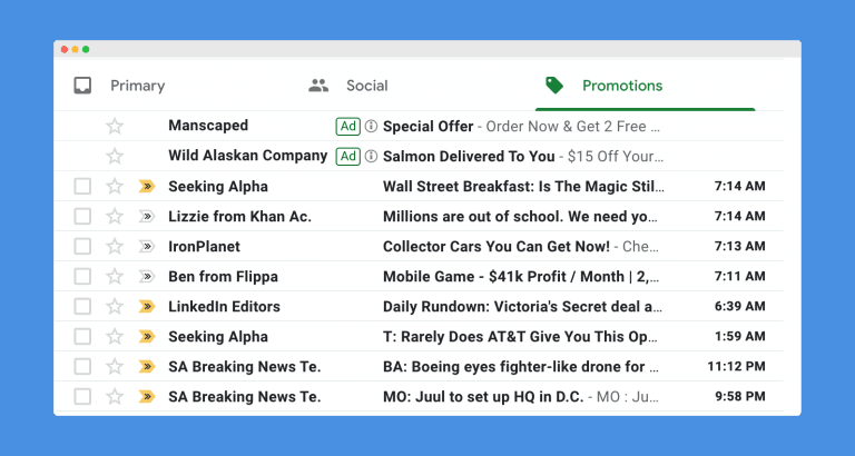 My inbox this morning with all the different subject lines