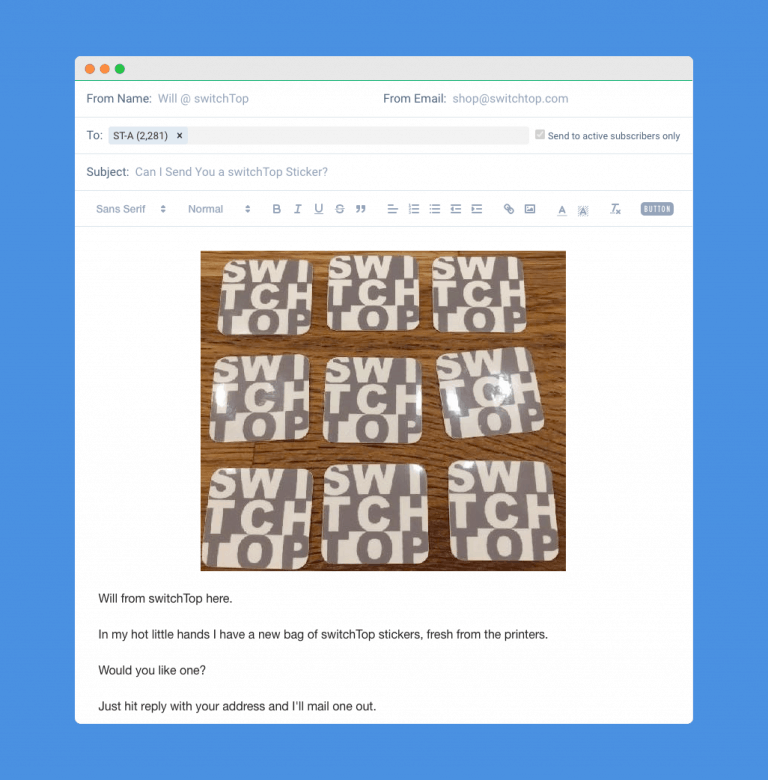 A recent A/B testing email I sent to my audience.